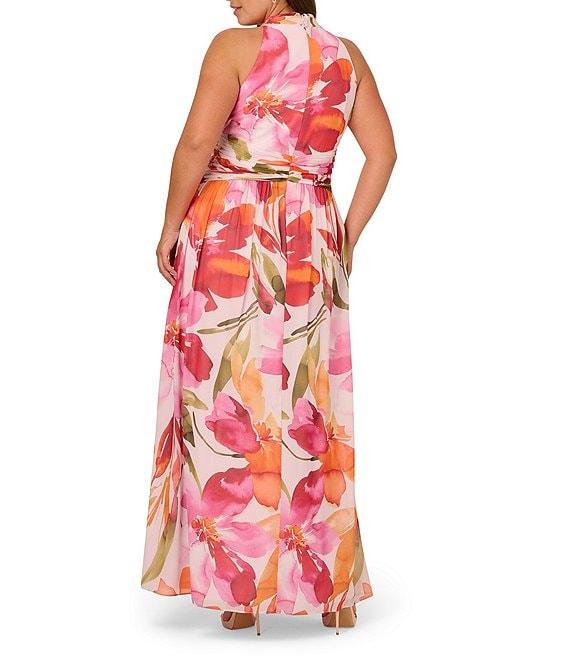 Adrianna Papell Plus Size Floral Chiffon Maxi Dress Product Image
