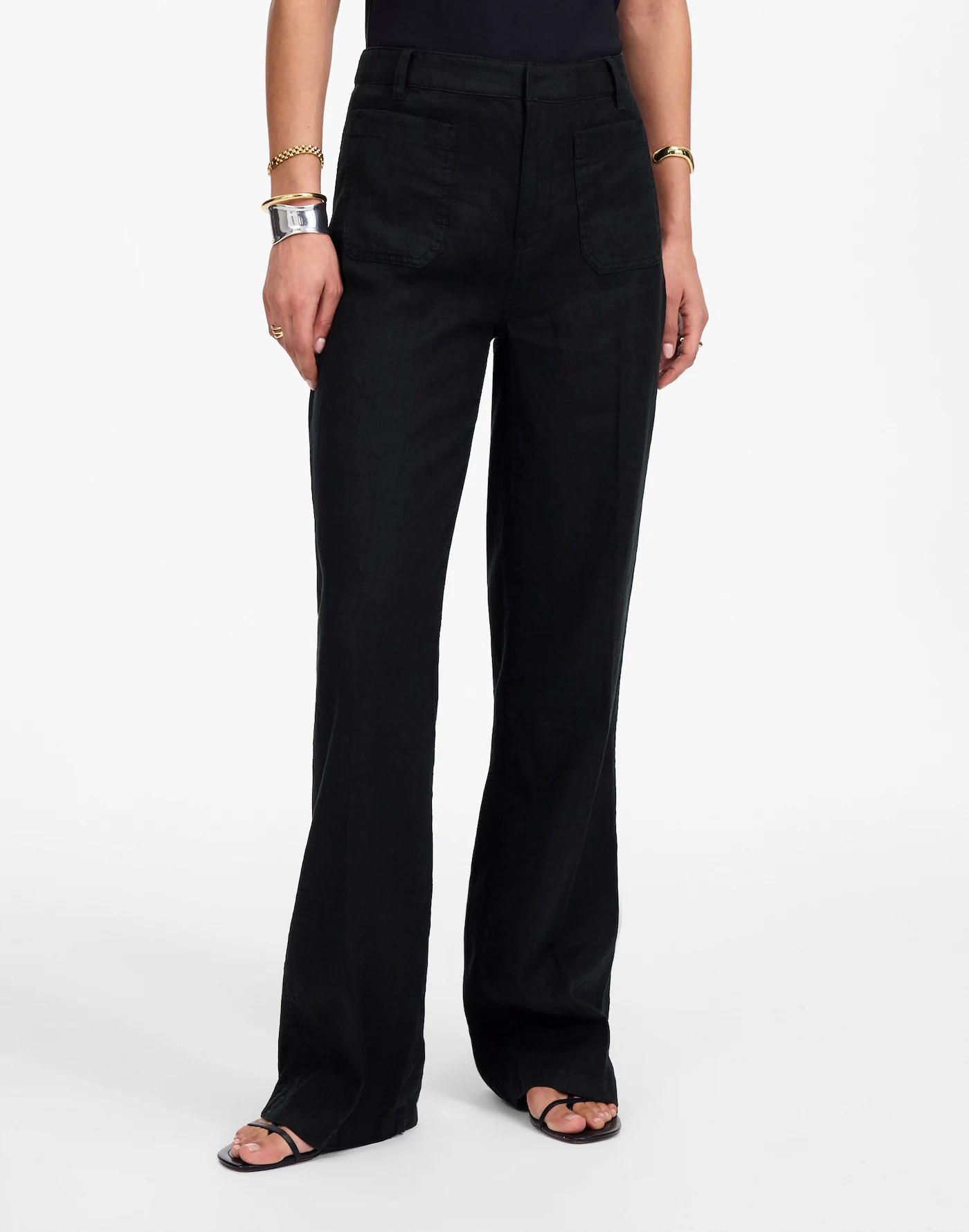 Patch Pocket Flare Pant in 100% Linen Product Image