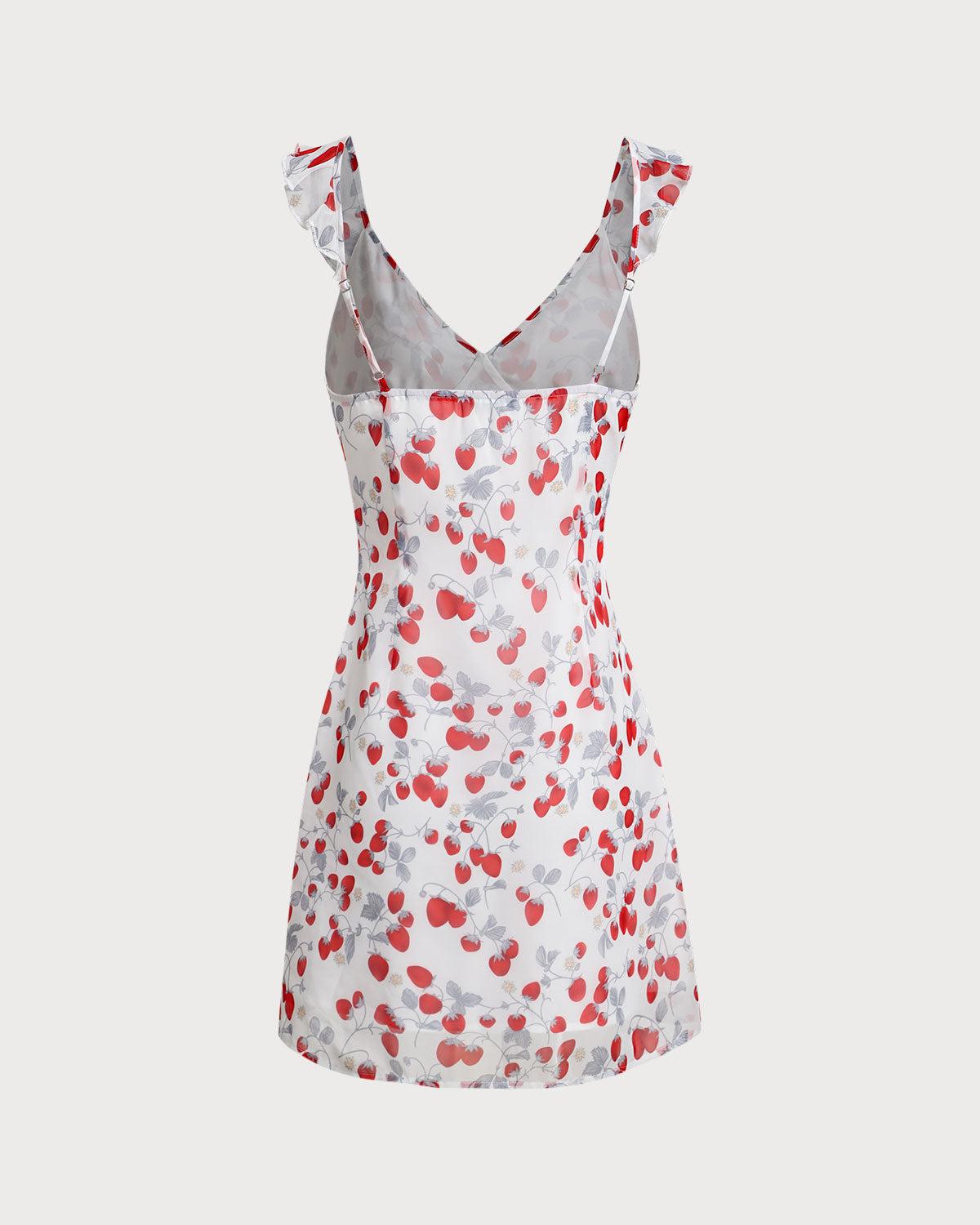 White Floral V Neck Ruffle Mini Dress Product Image