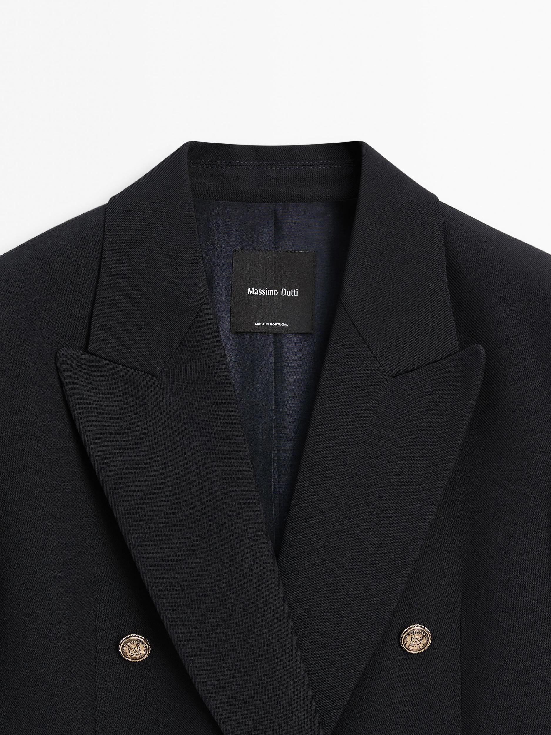 Wool blend blazer with gold buttons Product Image