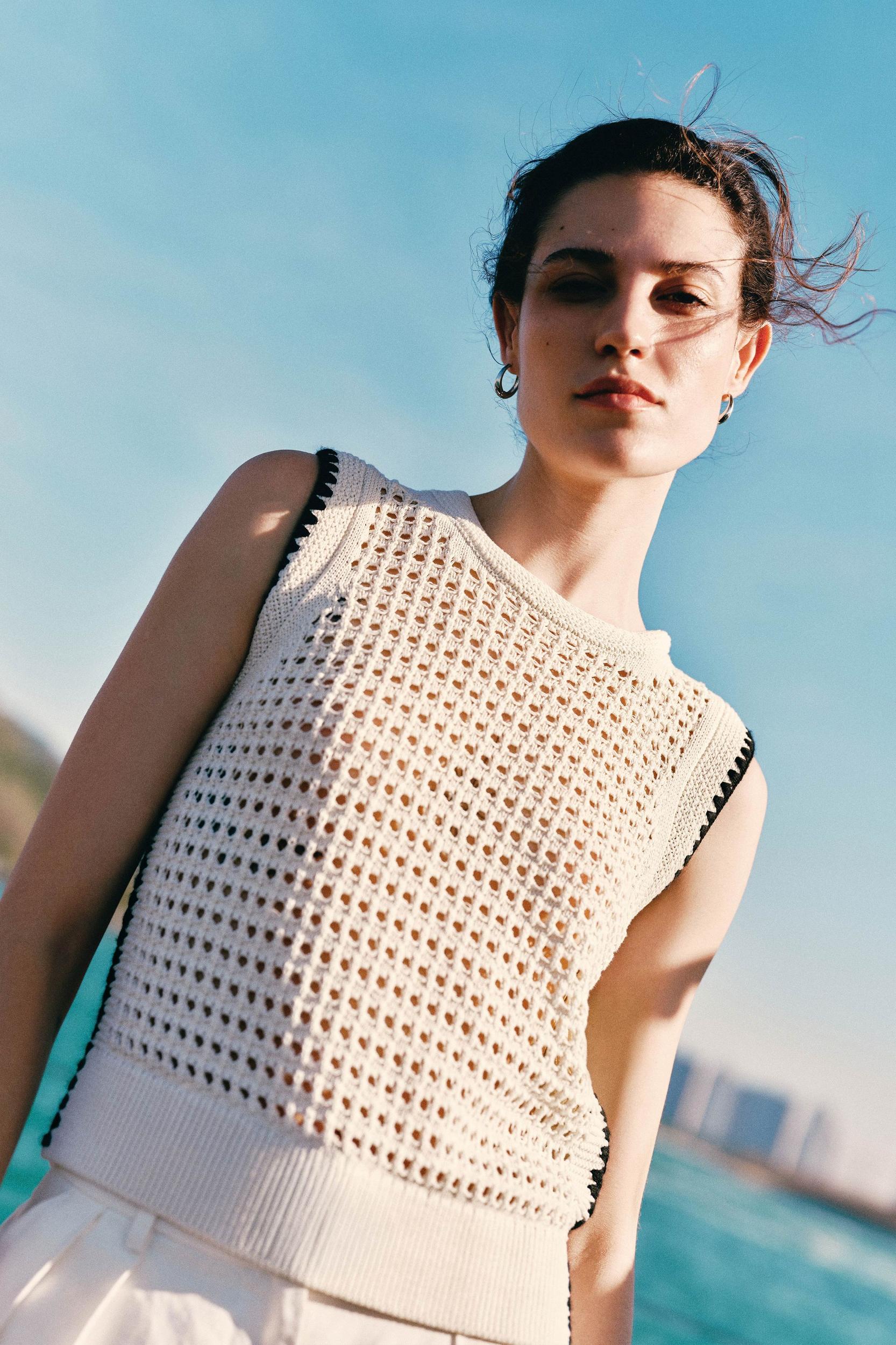 Toscana Pointelle Embroidered Vest Product Image
