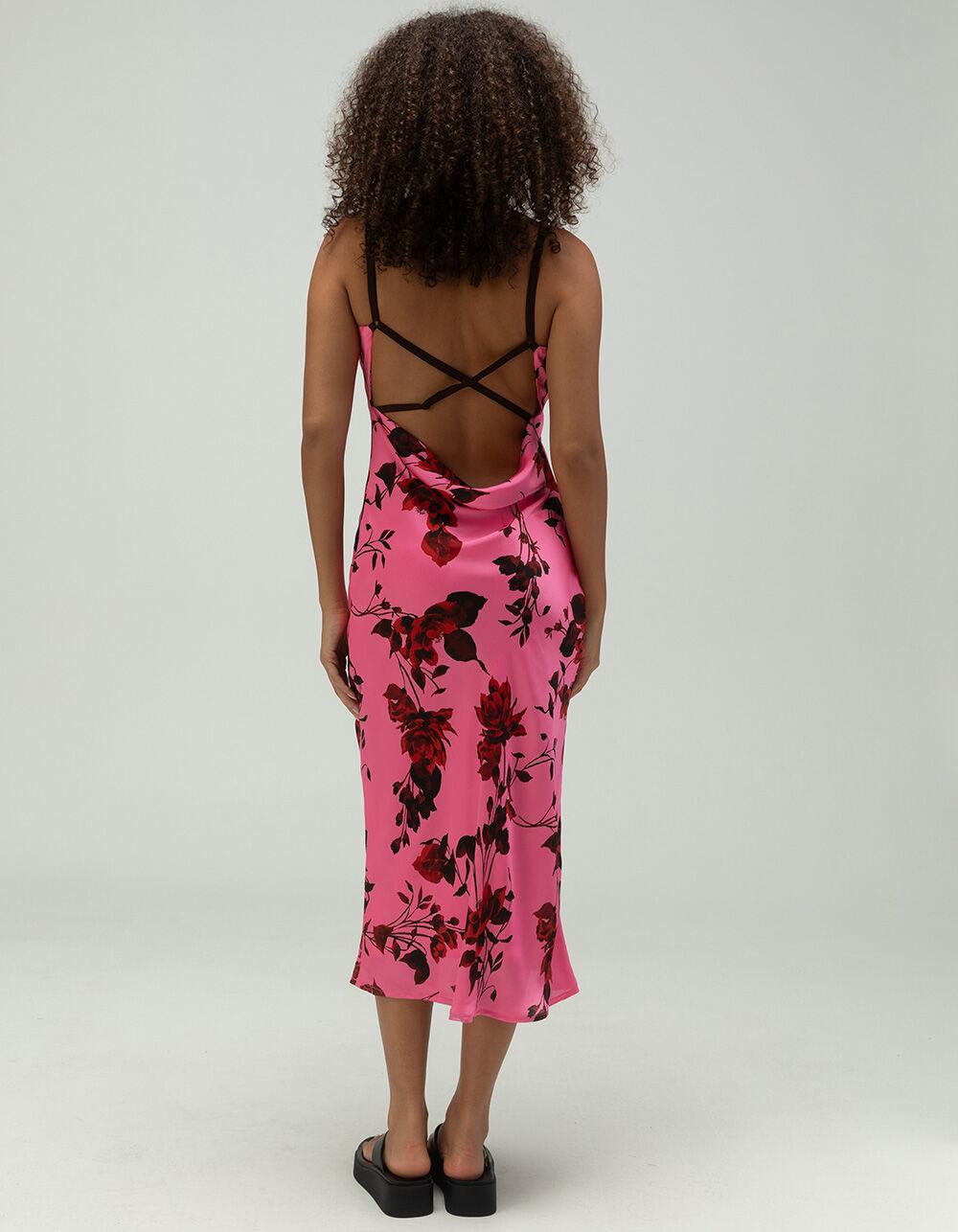 WEST OF MELROSE Floral Satin Womens Slip Dress - PINK COMBO Product Image