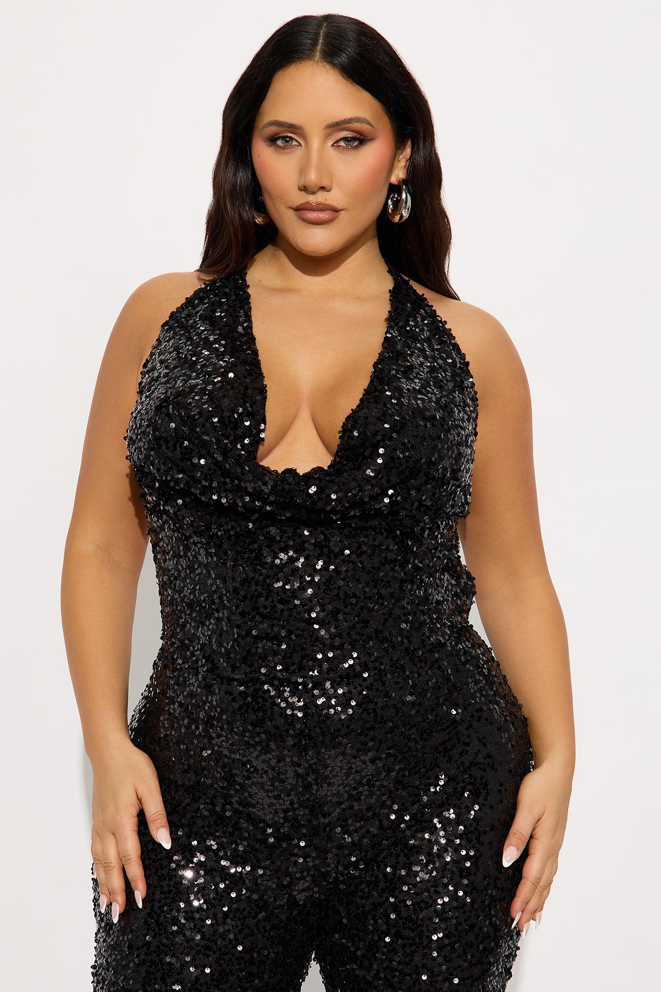 Meet Me On The Dance Floor Sequin Jumpsuit - Black Female Product Image