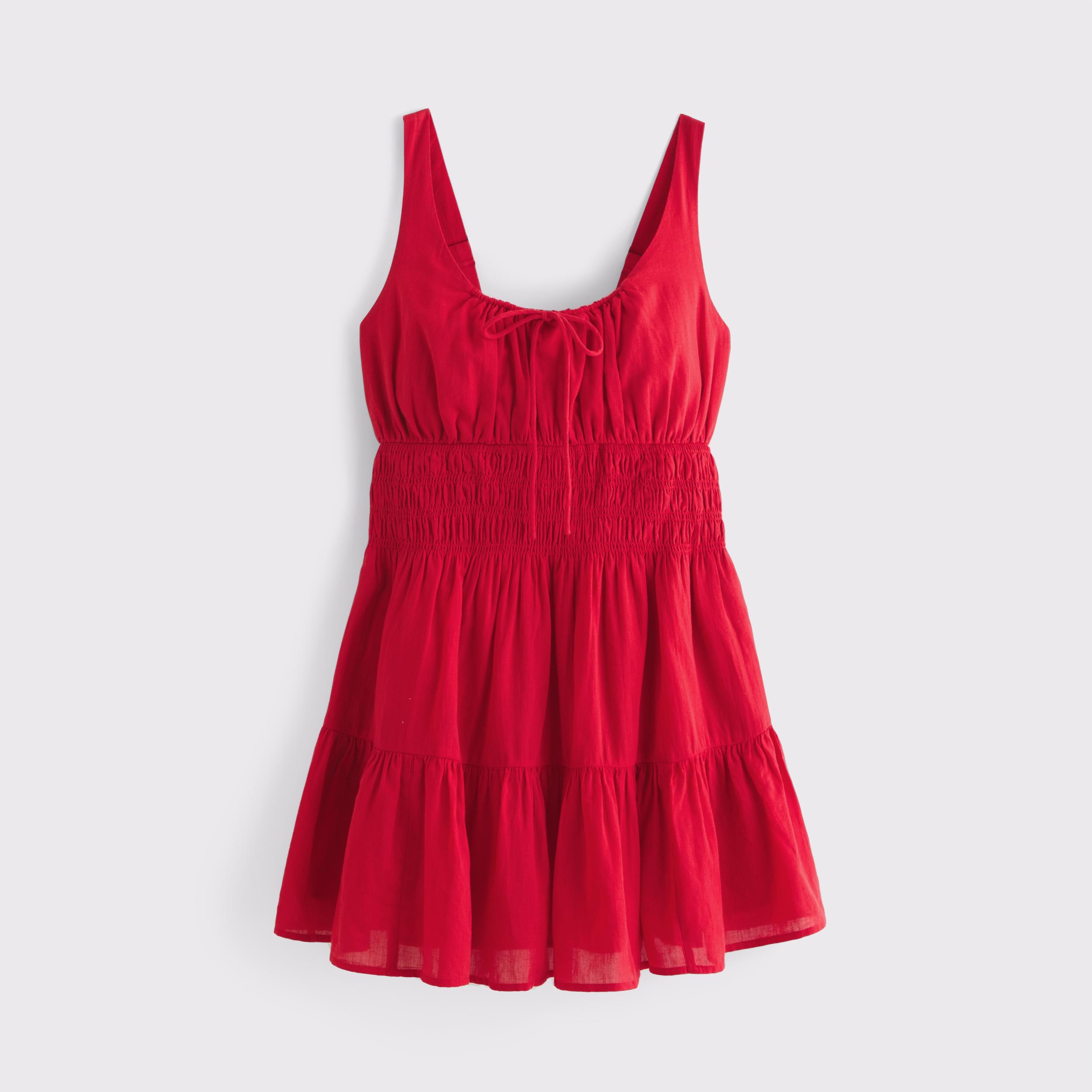 Smocked Tie-Front Mini Dress Product Image