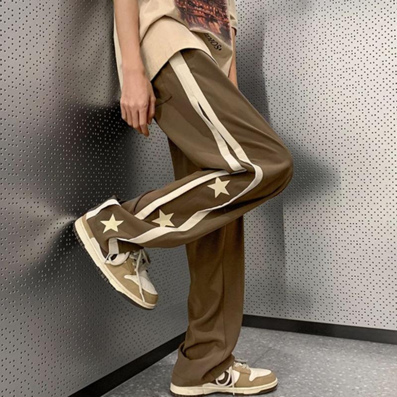Sopula Retro High Street Trendy Patchwork Star Straight Sweatpants Product Image