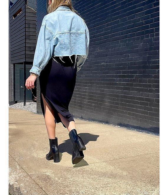 Gianni Bini Knit Round Neck Sleeveless Racer Thigh High Side Slit Midi Sheath Bodycon Dress Product Image