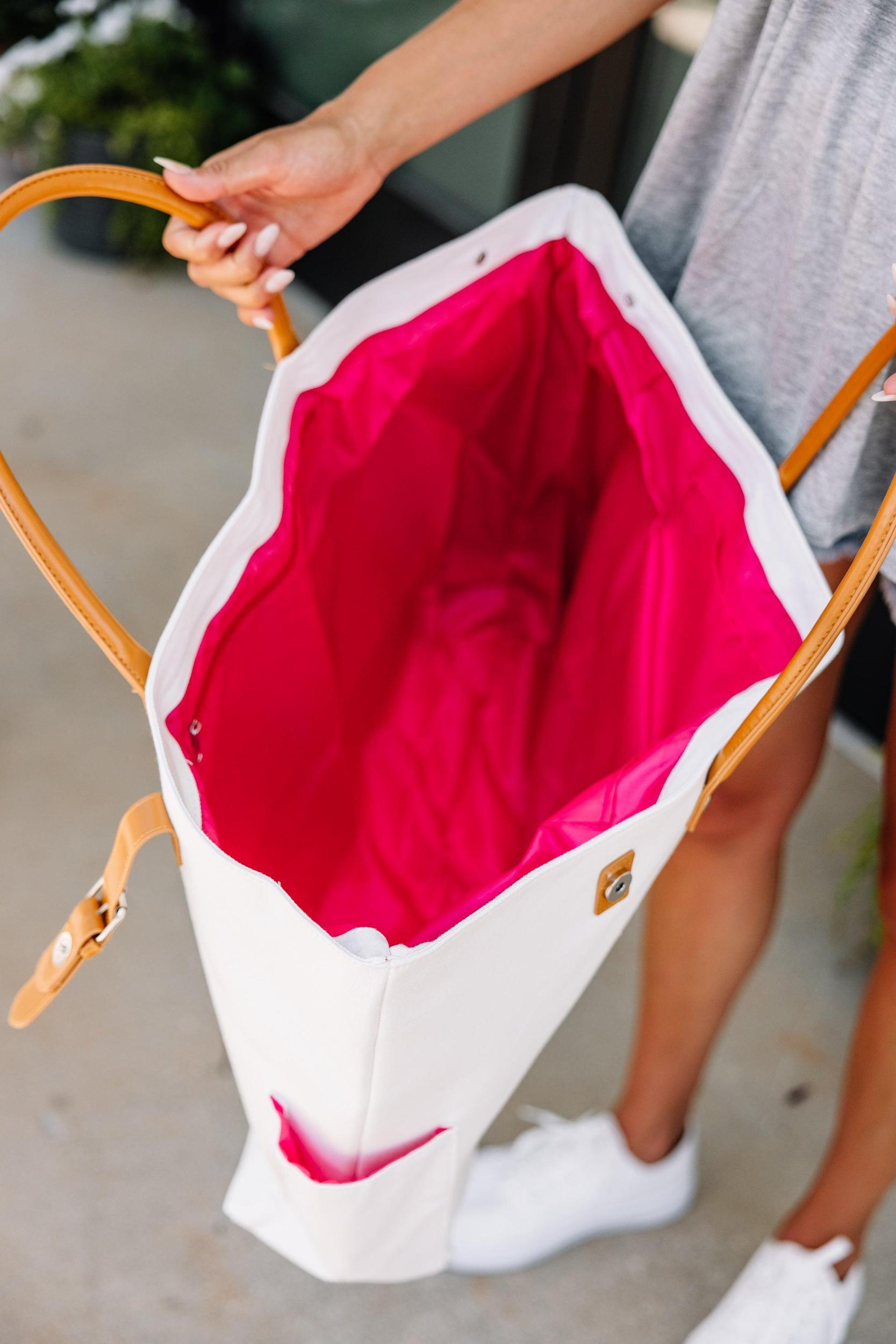 Travel Fun Cream White Tote Bag Female Product Image