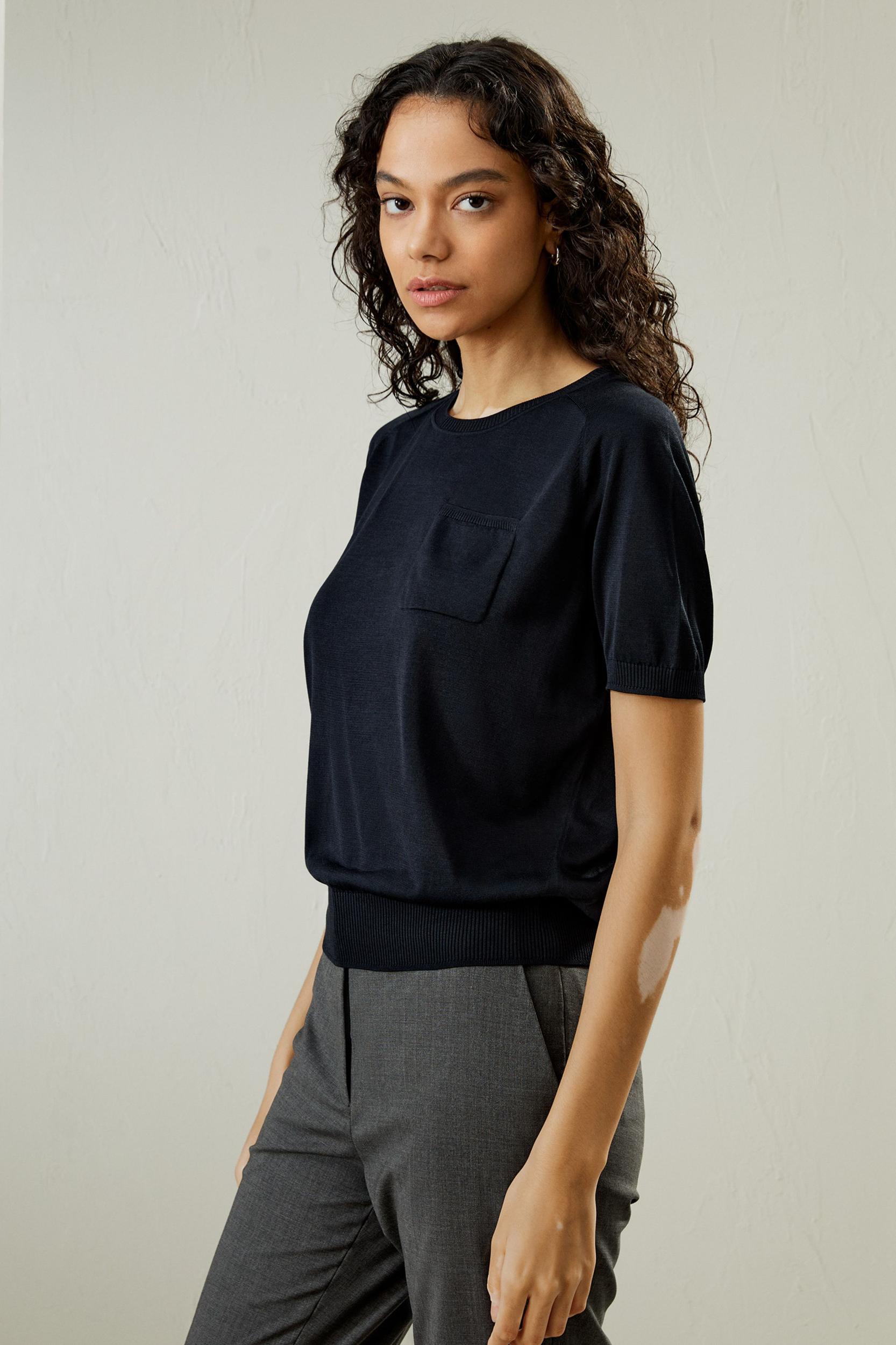 Basic Silk Crewneck T-shirt Product Image