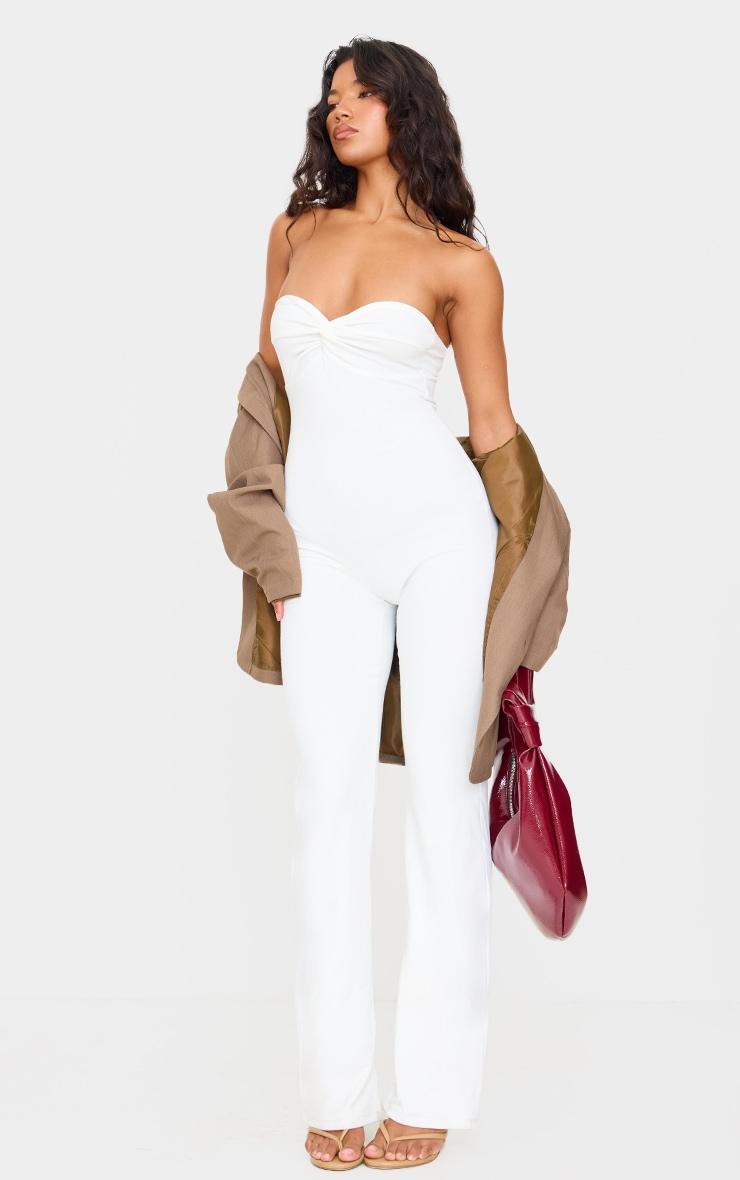  Cream Double Layer Contour Jersey Twist Bandeau Jumpsuit Product Image