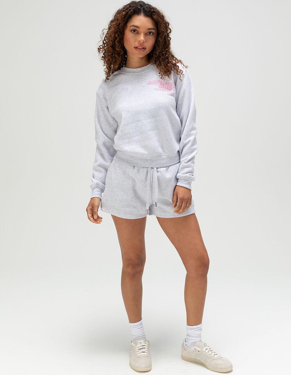 FULL TILT Self Love Club Womens Crewneck Sweatshirt - HEATHER GRAY Product Image