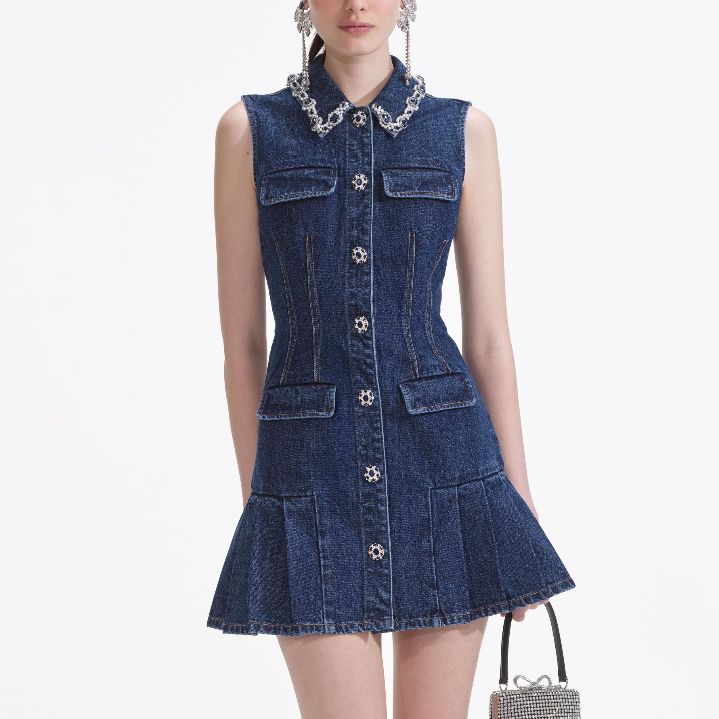 Denim Sleeveless Mini Dress Product Image