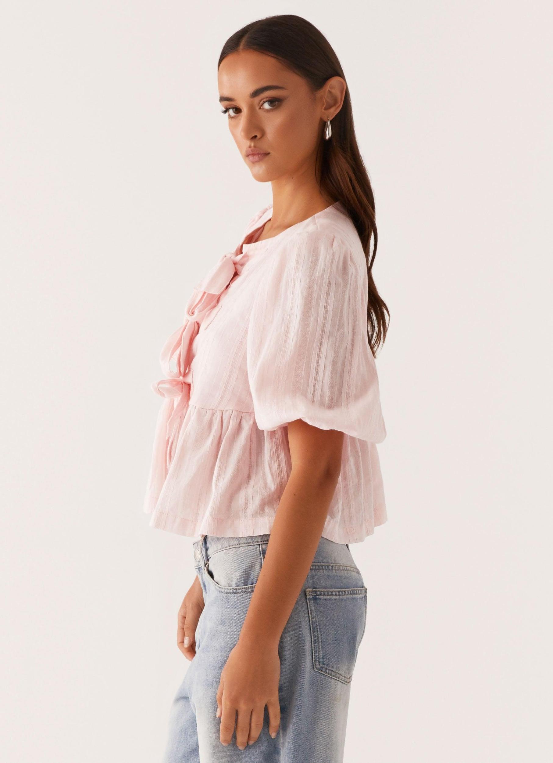 Western Wind Tie Top - Pink Product Image