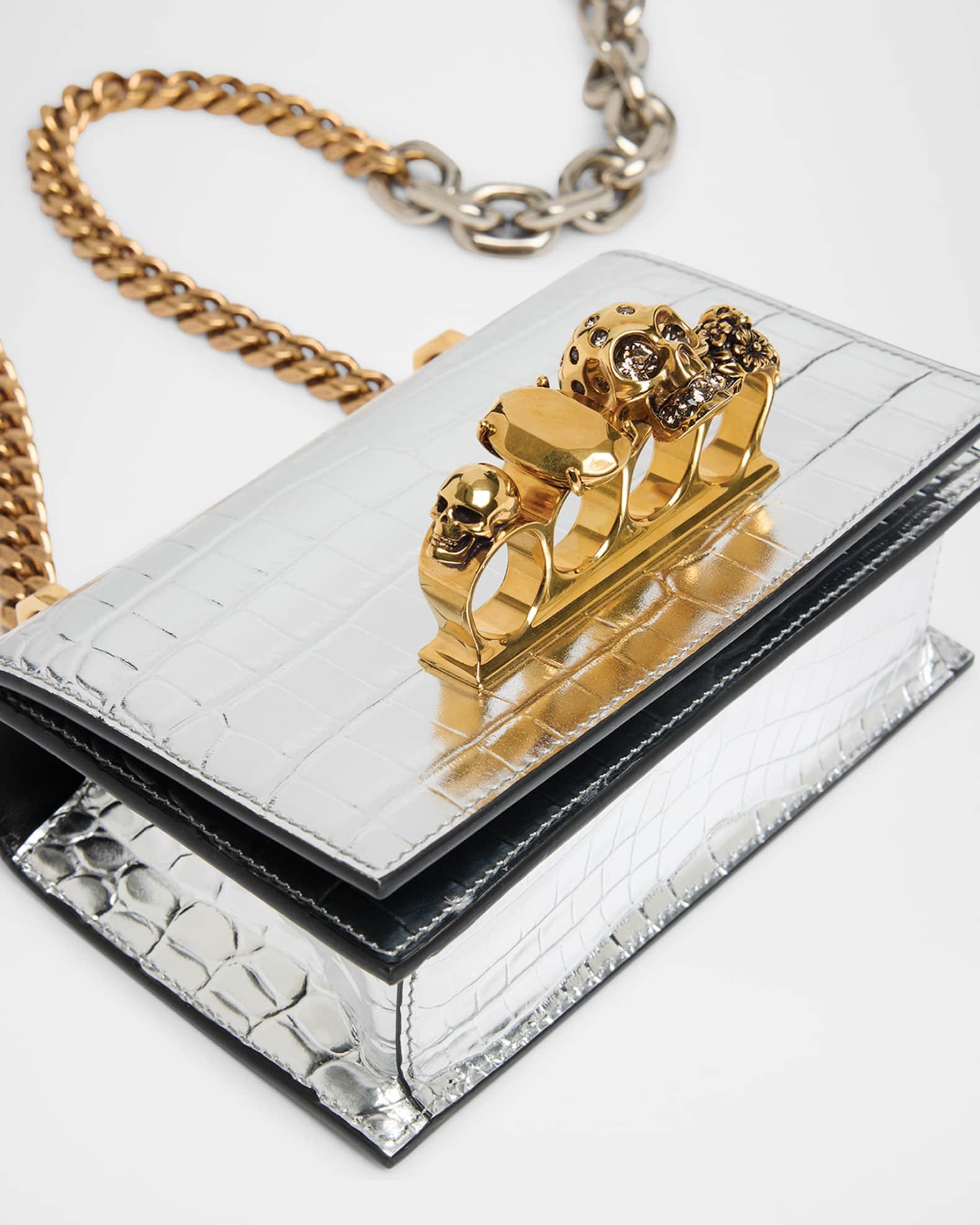 Mini Jeweled Croc-Embossed Satchel Bag Product Image