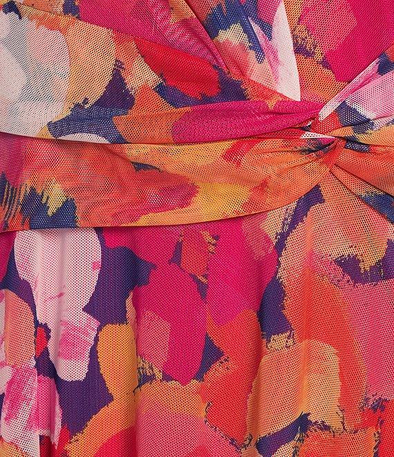 Jessica Howard V-Neck Ruched Waist Floral Midi Dress Product Image