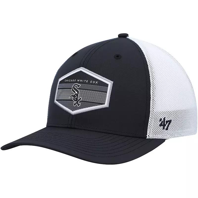 Men's '47 Black/White Chicago White Sox Burgess Trucker Snapback Hat Product Image