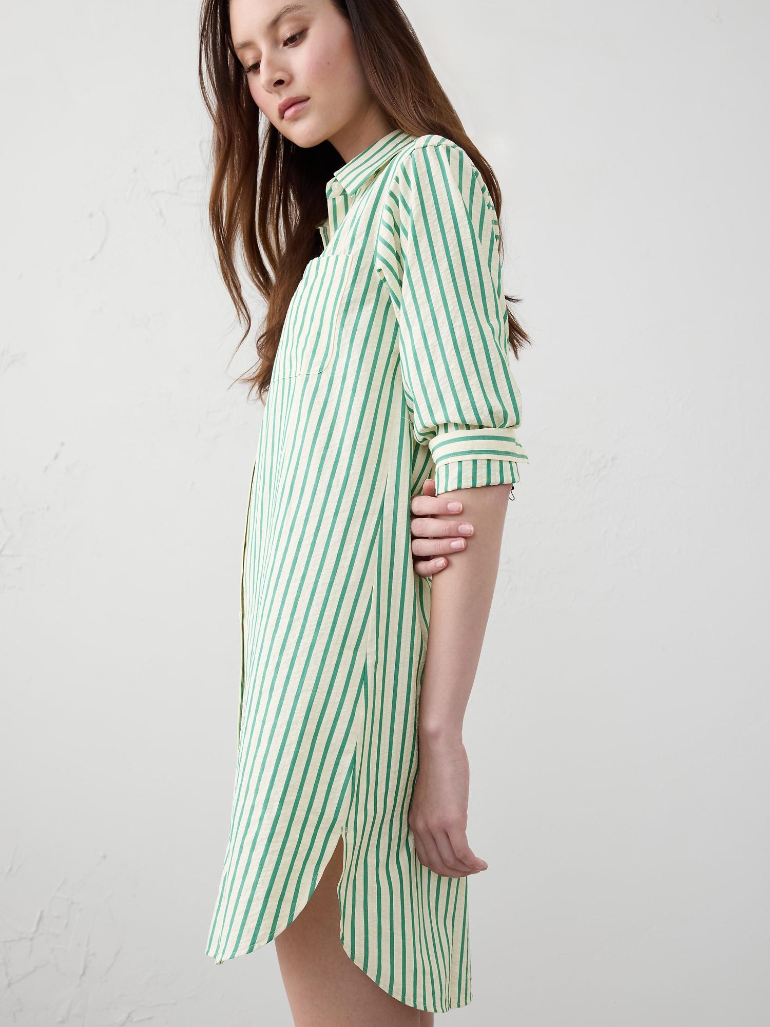 Seersucker Mini Shirtdress Product Image