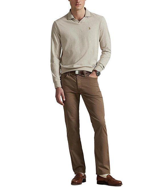 Polo Ralph Lauren Textured Jersey Long Sleeve Polo Shirt Product Image