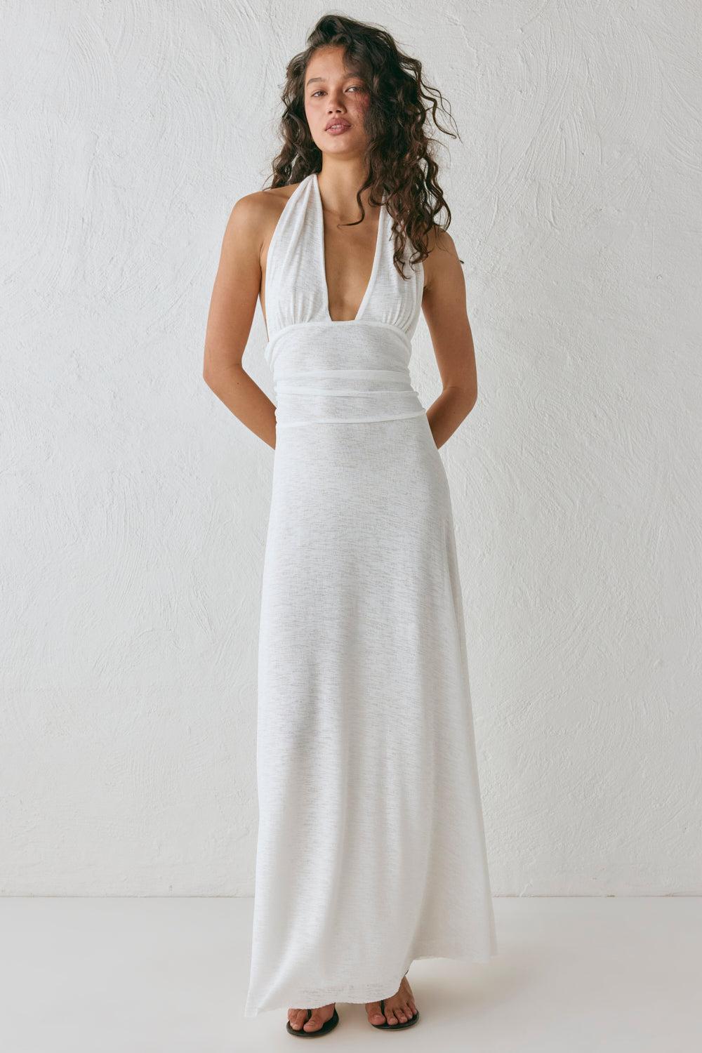 When In Italy Halter Midi Dress White Product Image