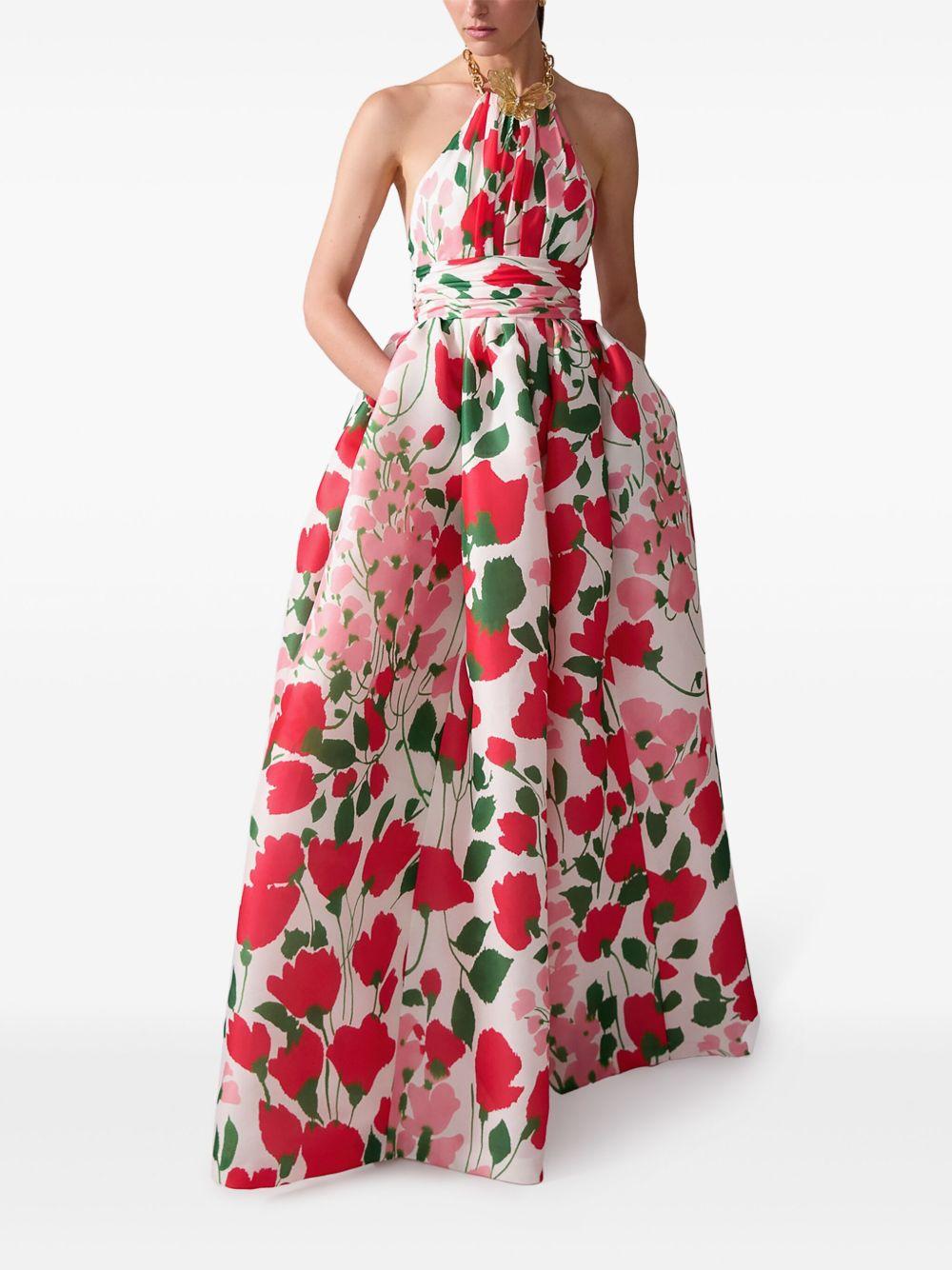 floral-print halterneck gown Product Image