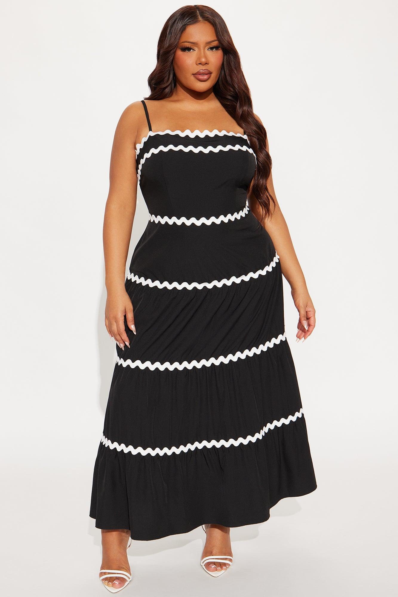 Josie Contrast Maxi Dress - Black/White Product Image
