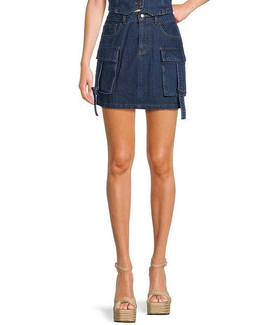 C&V Chelsea & Violet Coordinating Denim Cargo Skirt Product Image