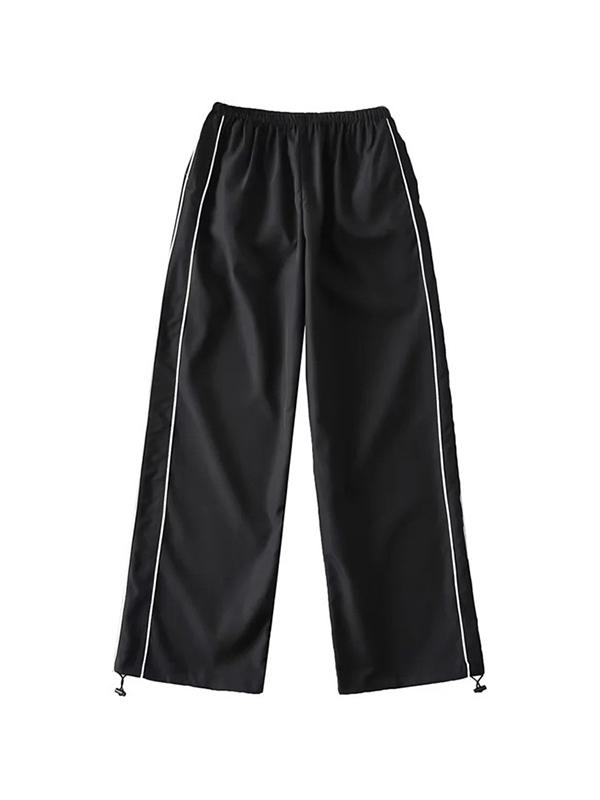 Piping Detail Wide Leg Track Pants Product Image