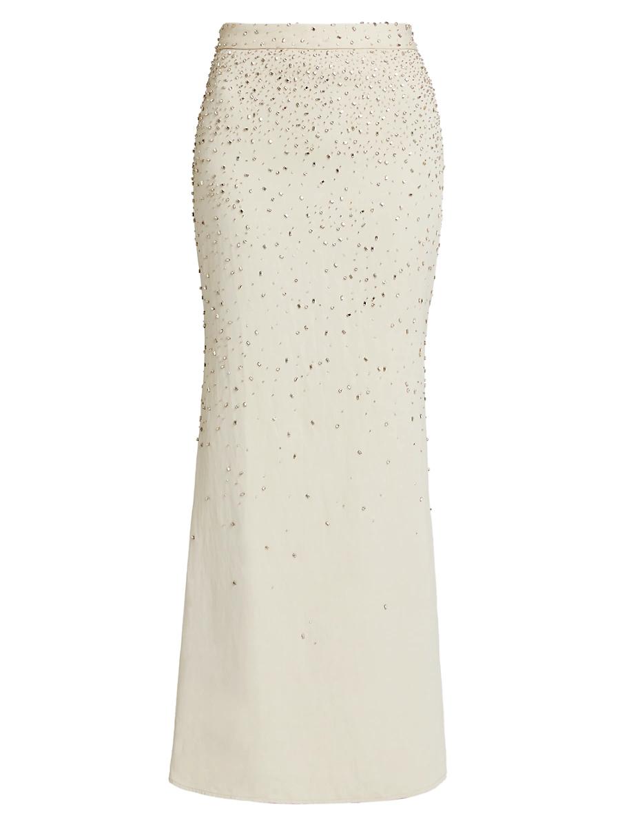 Womens At Last Crystal-Embellished Linen-Blend Maxi Skirt Product Image