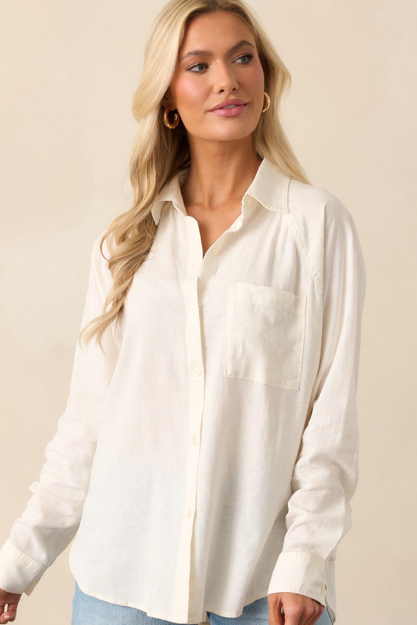 Z Supply White Perfect Linen Top Product Image