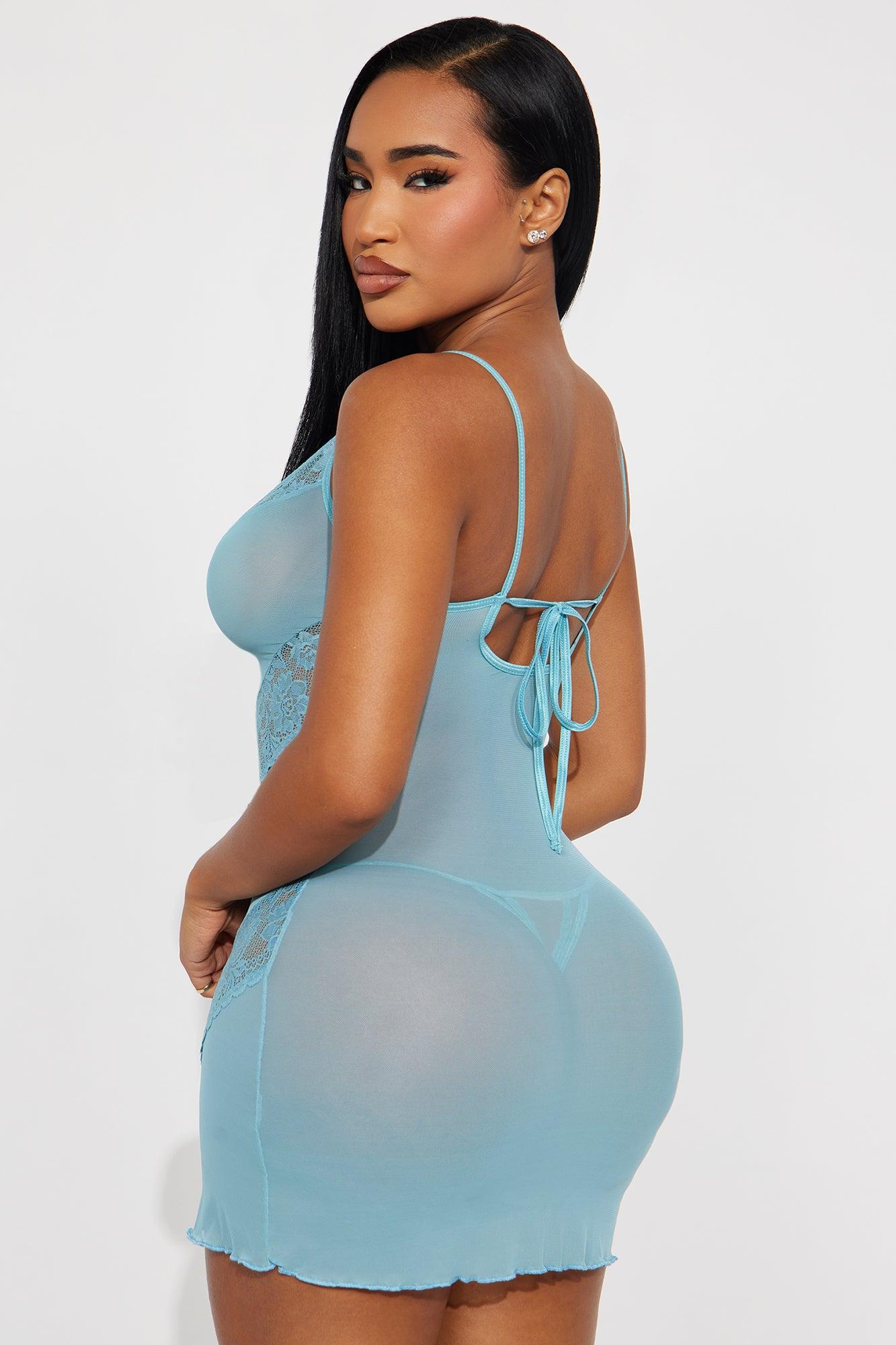 Enchanted Embrace Mesh Lace Chemise - Blue Female Product Image