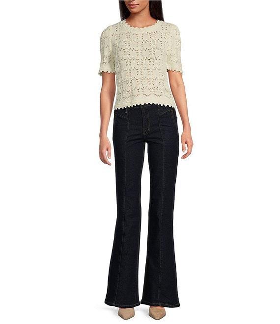 Sam Edelman Robyn Crew Neckline Short Sleeve Scallop Trim Top Product Image