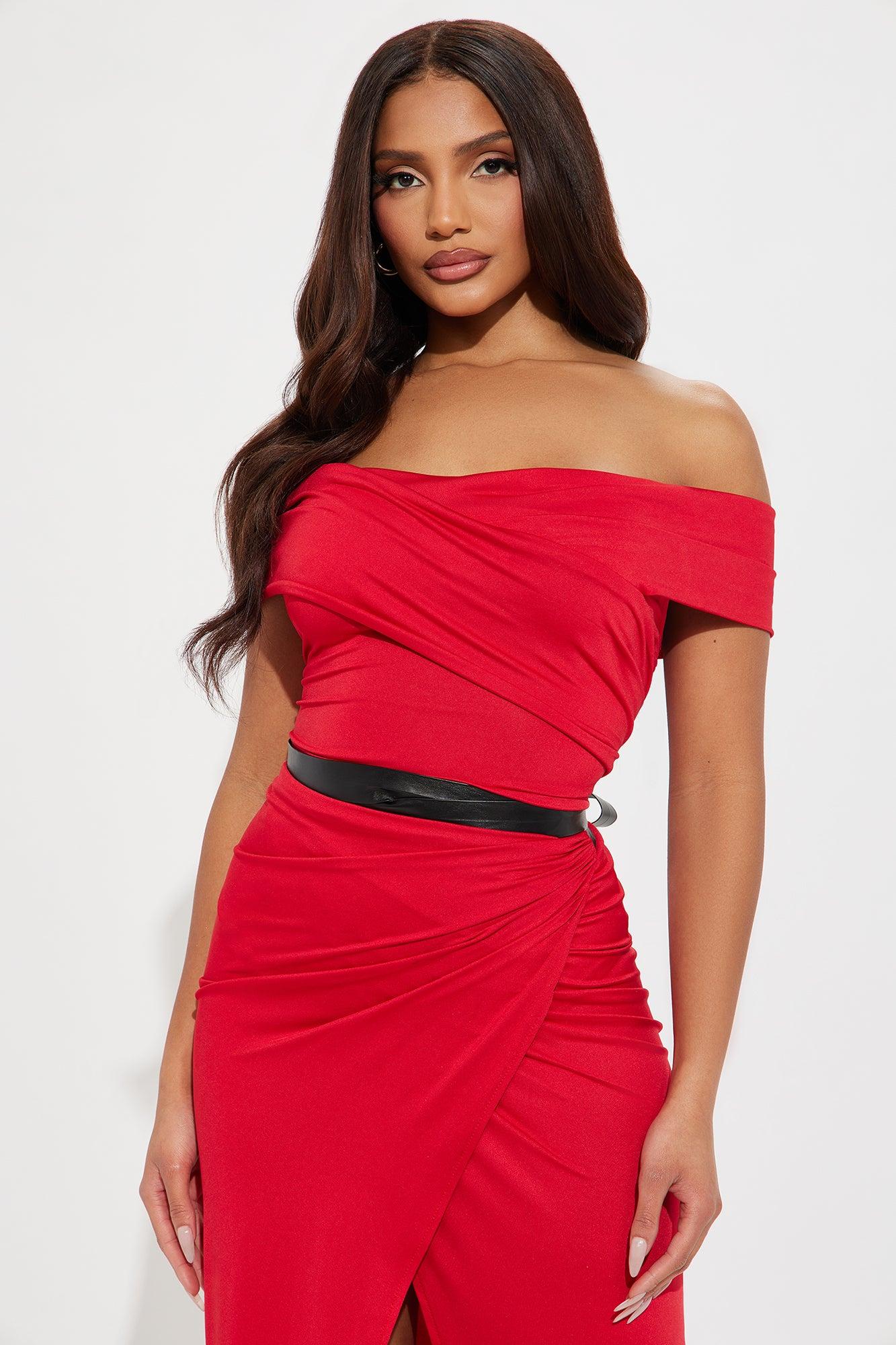 Josie Off Shoulder Maxi Dress - Red Product Image