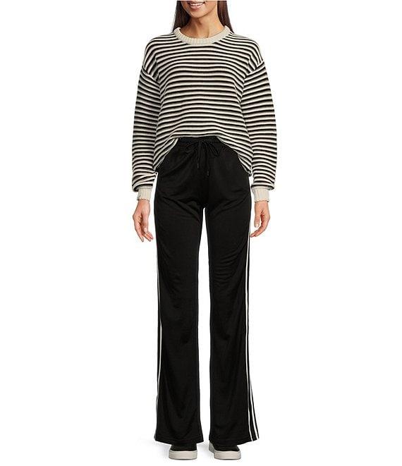 The Upside Boo Organic Cotton Striped Knit Oversized Crew Neck Long Sleeve Pullover Product Image