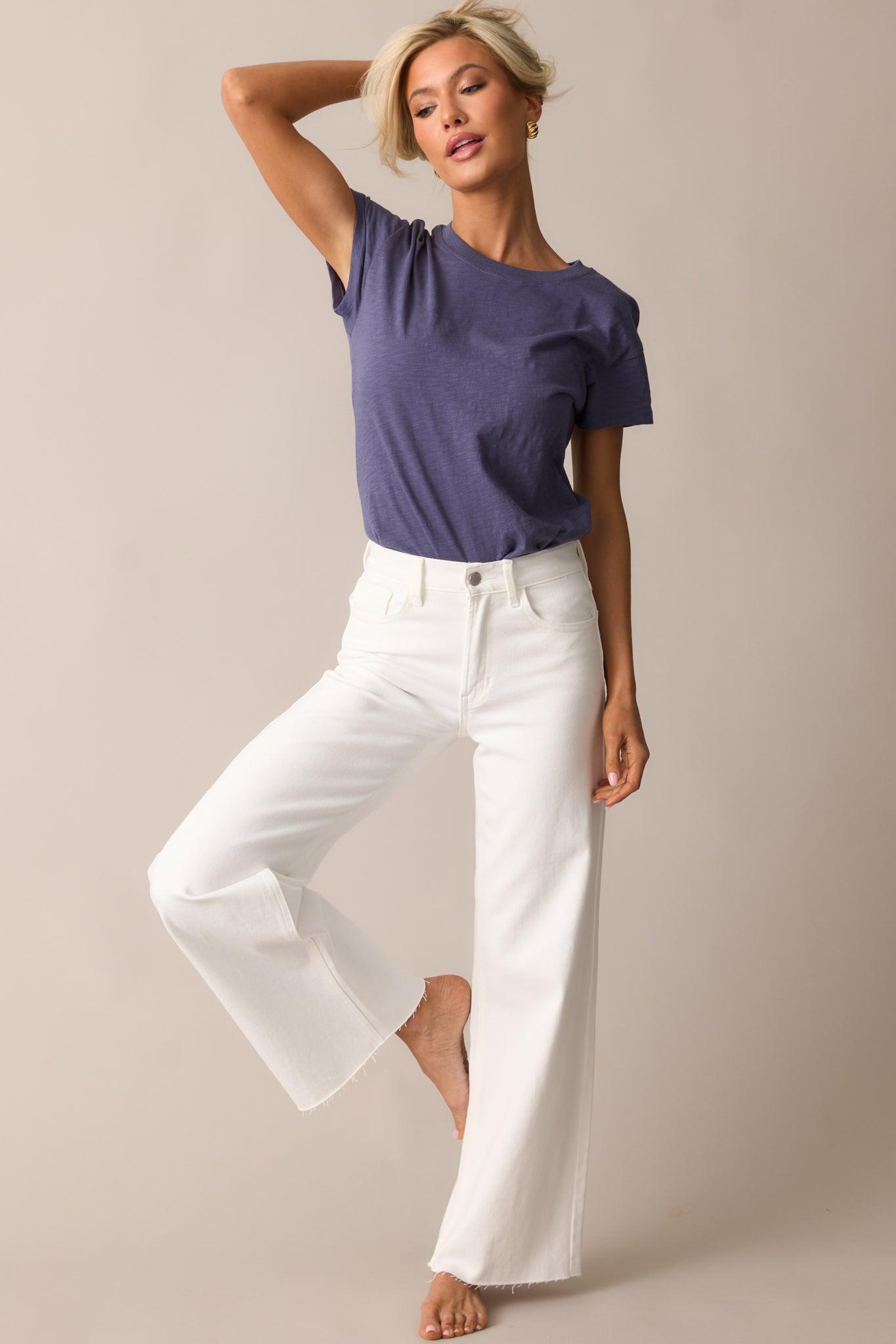 In The Countryside White Straight Leg Jeans Product Image