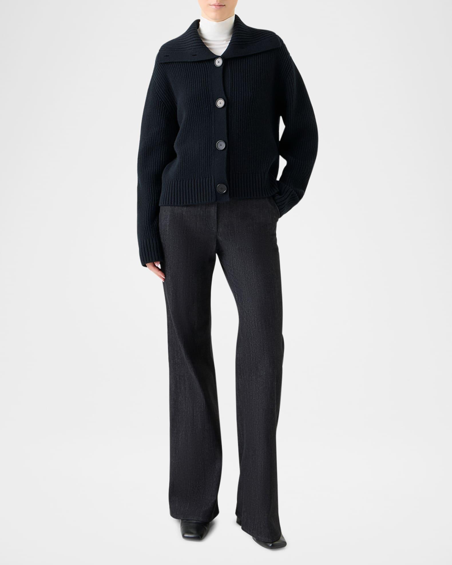 Cashmere-Wool Chunky Knit Collared Boxy Cardigan Product Image