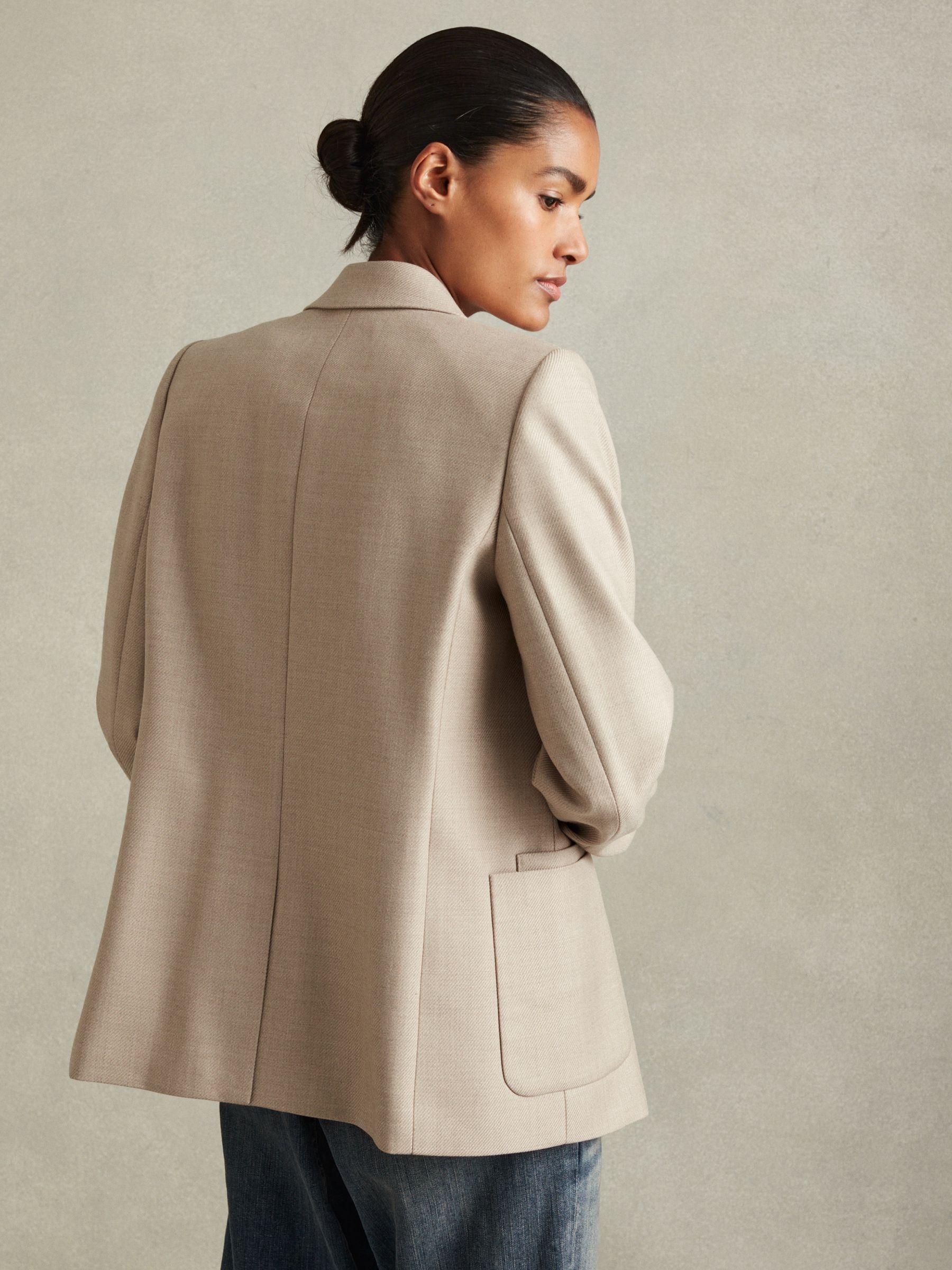 Petite Wool Blend Double Breasted Blazer in Neutral Product Image