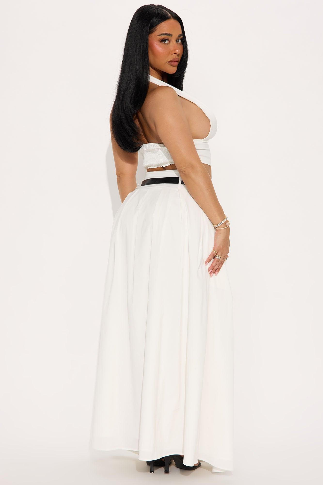Meredith Halter Maxi Skirt Set - White Product Image