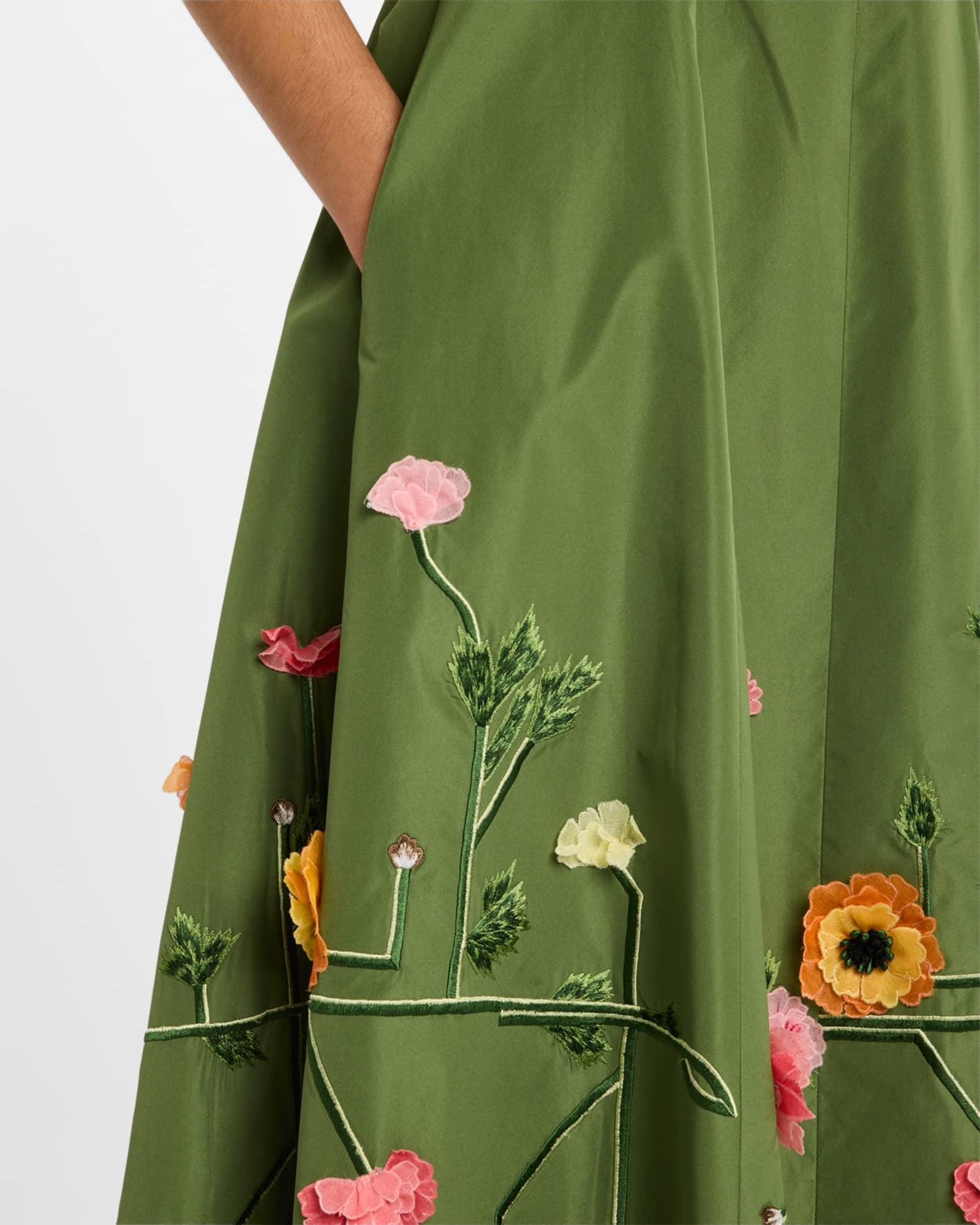 Floral Embroidered Sleeveless Midi Dress Product Image