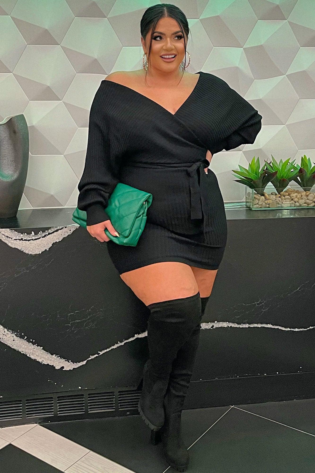 Just Between Us Sweater Dress - Black Female Product Image