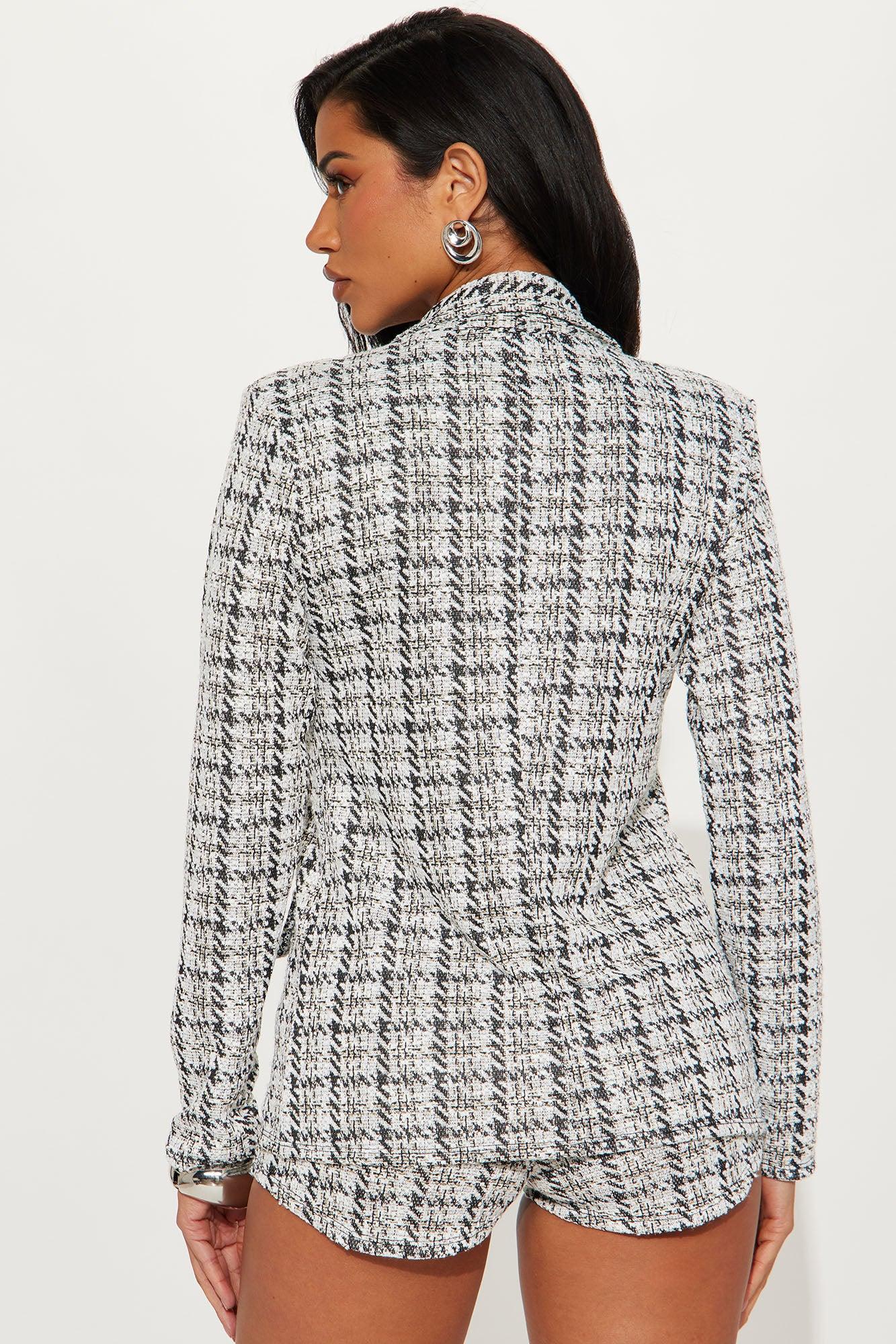 Get A Clue Tweed Blazer - Black/combo Product Image