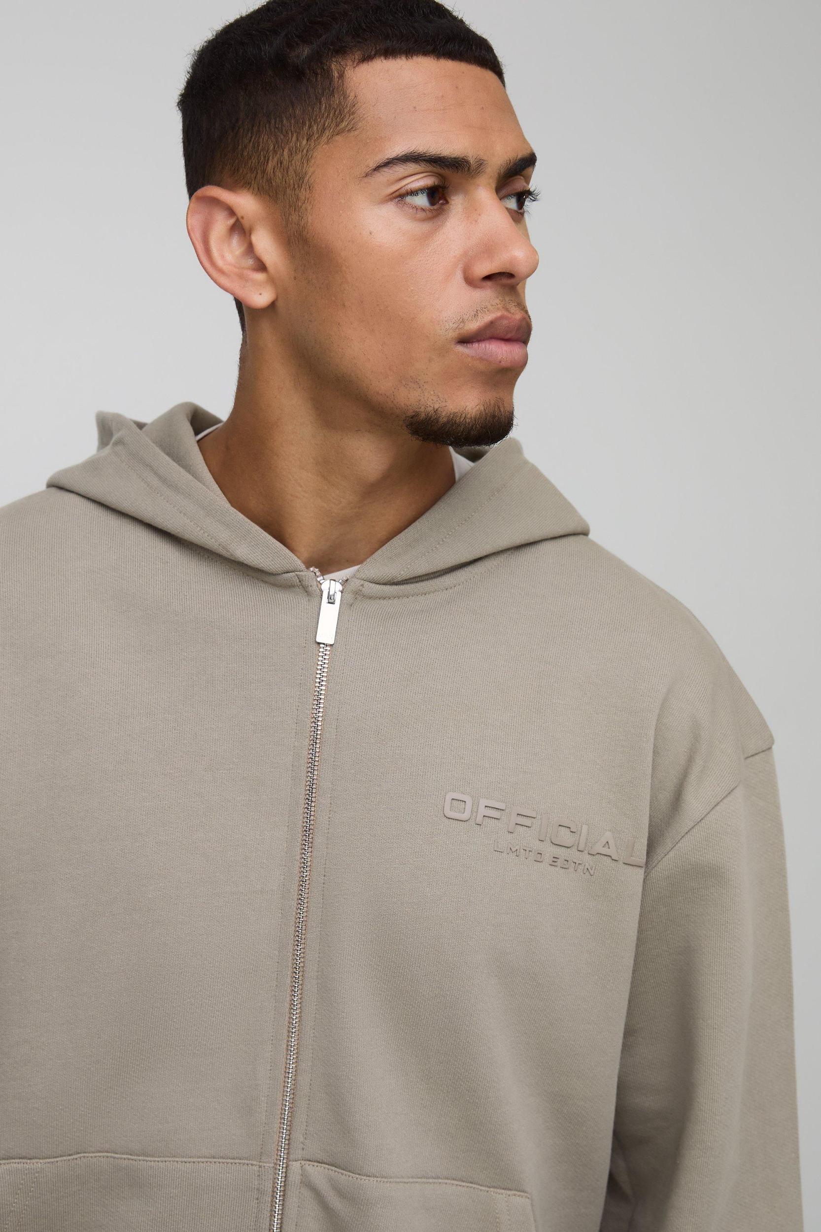 Oversized Boxy Zip Through Heavyweight Hooded Tracksuit | boohooMAN USA Product Image