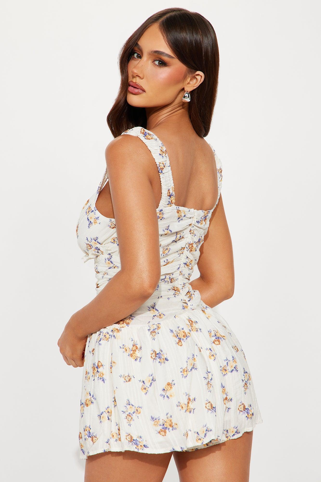 Justine Jacquard Floral Romper - Cream/combo Female Product Image