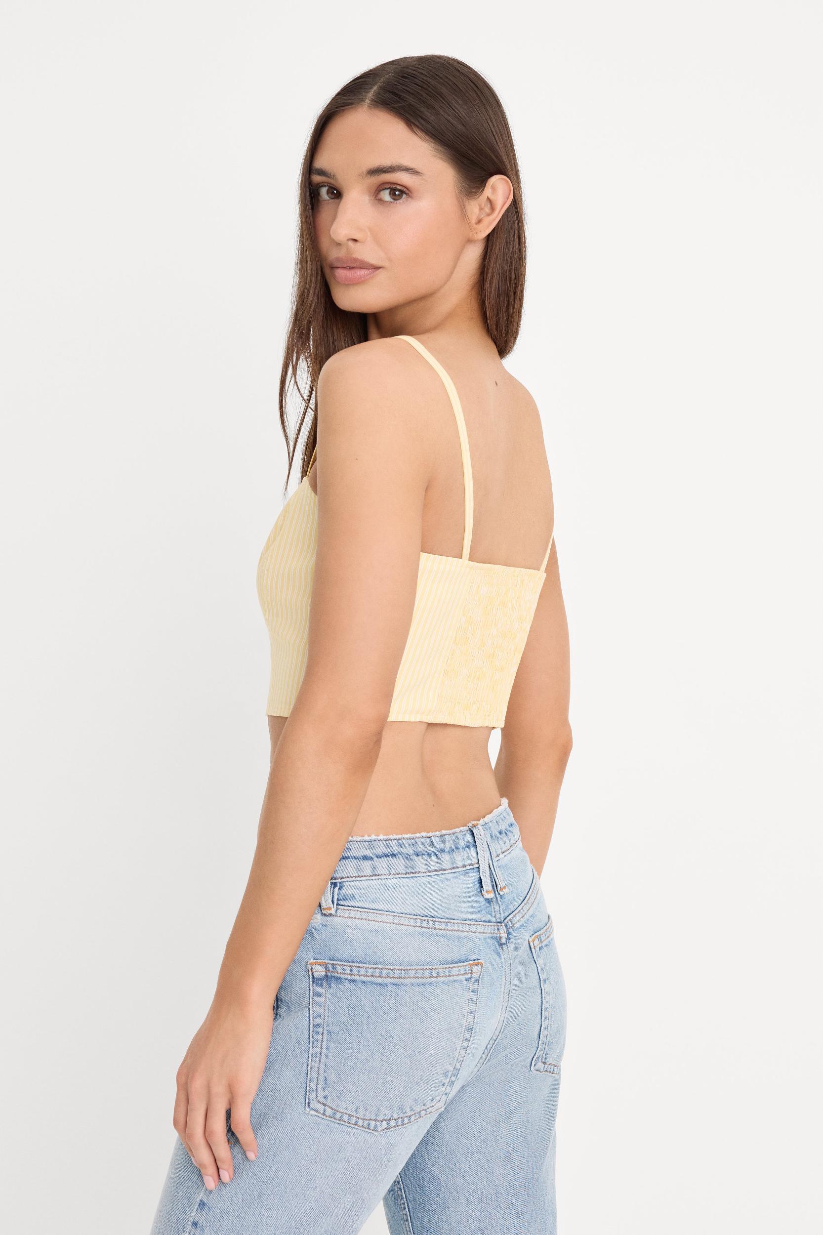 POPLIN BUSTIER CAMI TOP | BUTTERBEAM STRIPE Product Image
