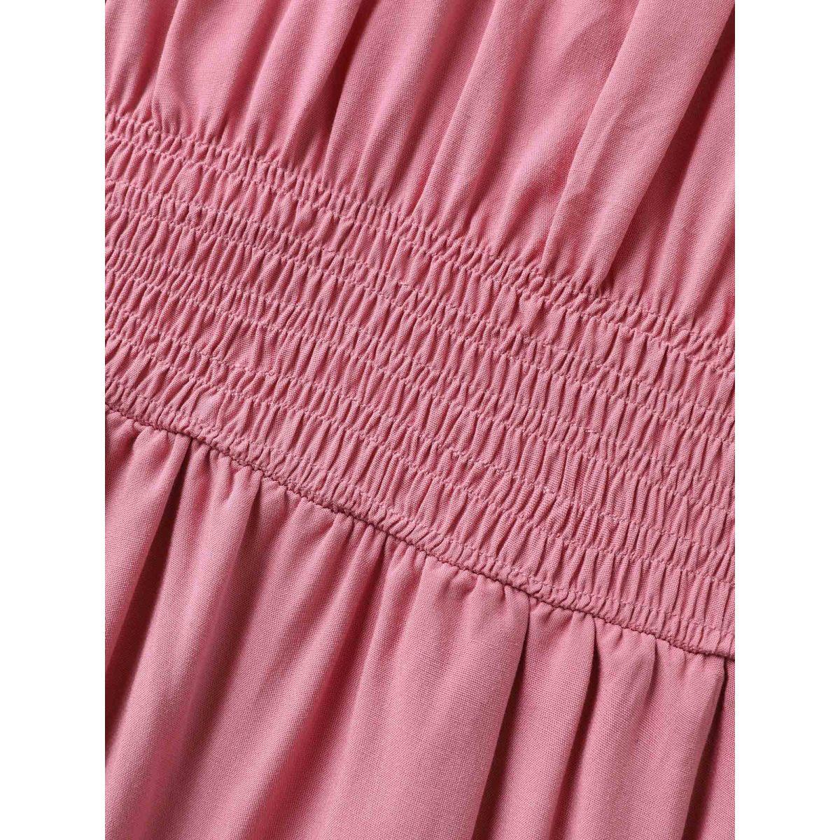 Plus Size Rayon Stretchy Waist Pockets Milkmaid Dress Watermelon Women Romantic Square Neck Short sleeve Curvy BloomChic 22-24/3X Product Image