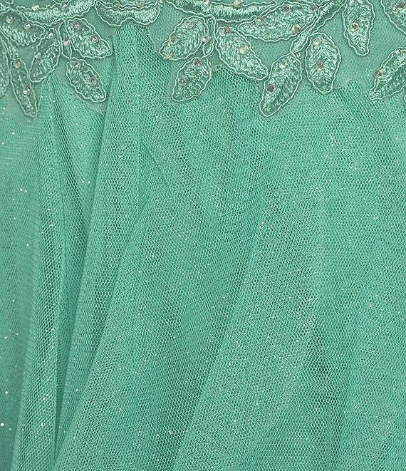 Pear Culture Spaghetti Strap Hi-Low Embroidered Applique Dress Product Image