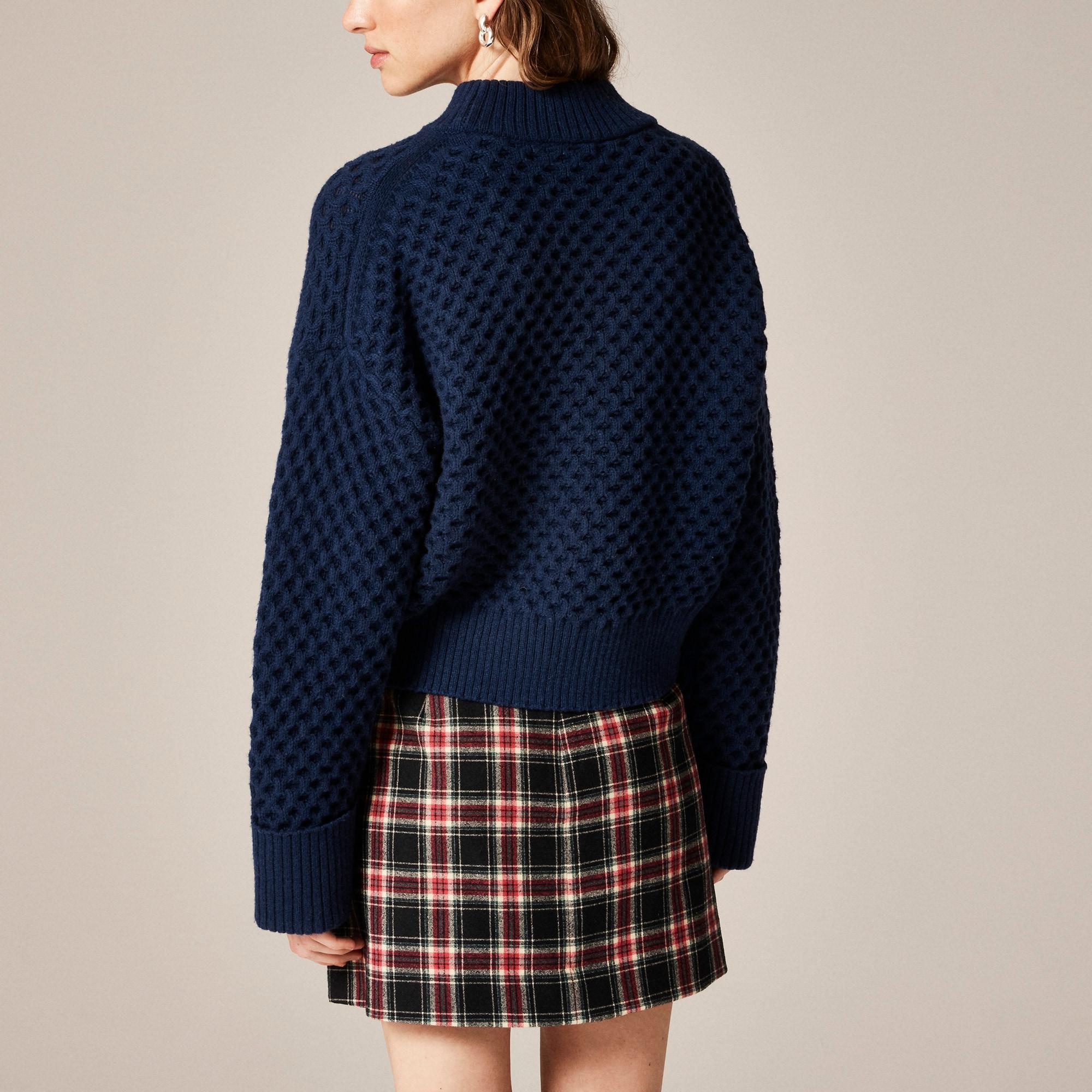 Honeycomb mockneck sweater in wool blend Product Image