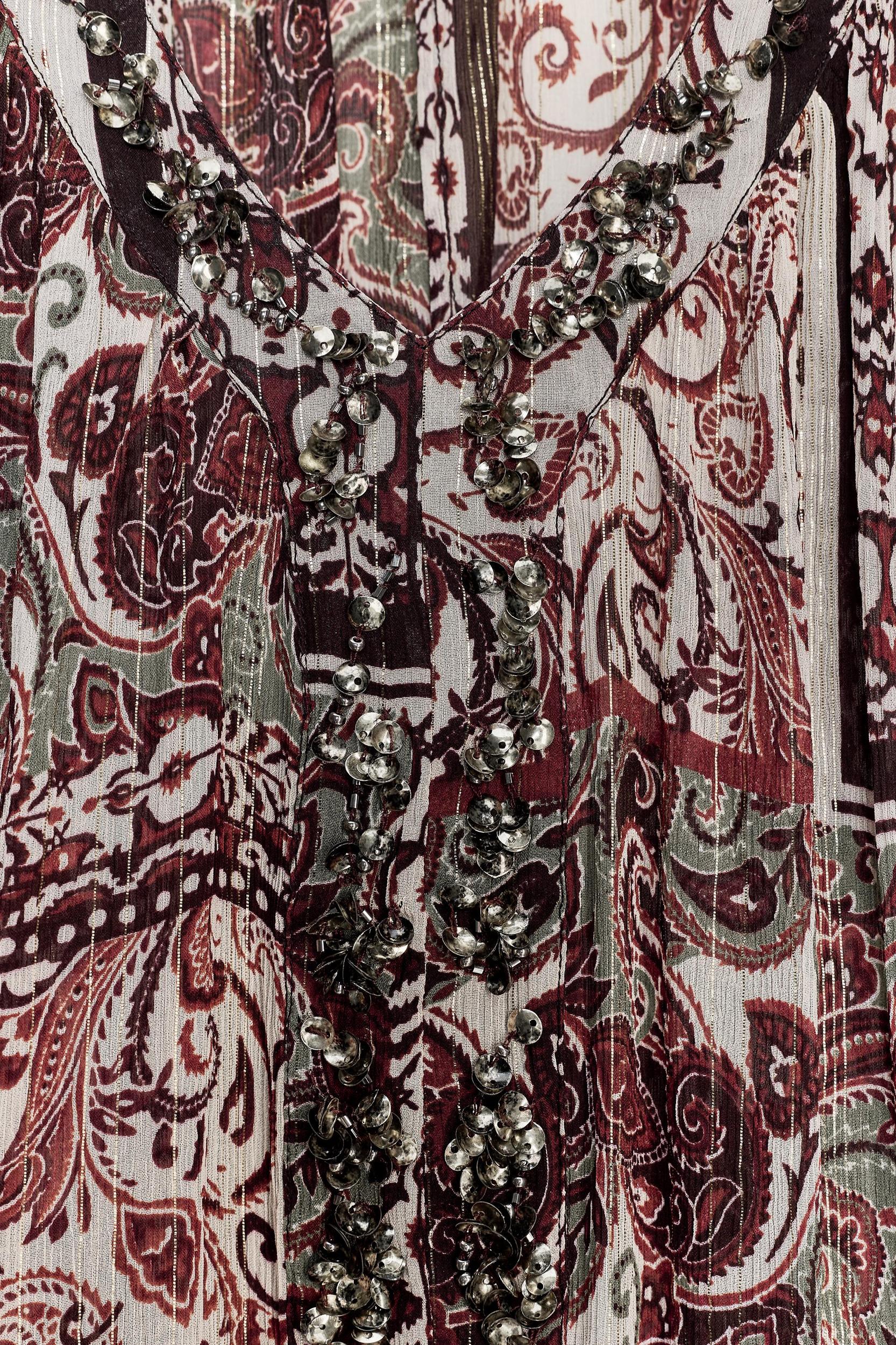 METALLIC THREAD PRINTED BEADED BLOUSE Product Image