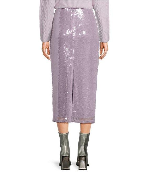 GB Sequin Back-Slit Midi Skirt Product Image