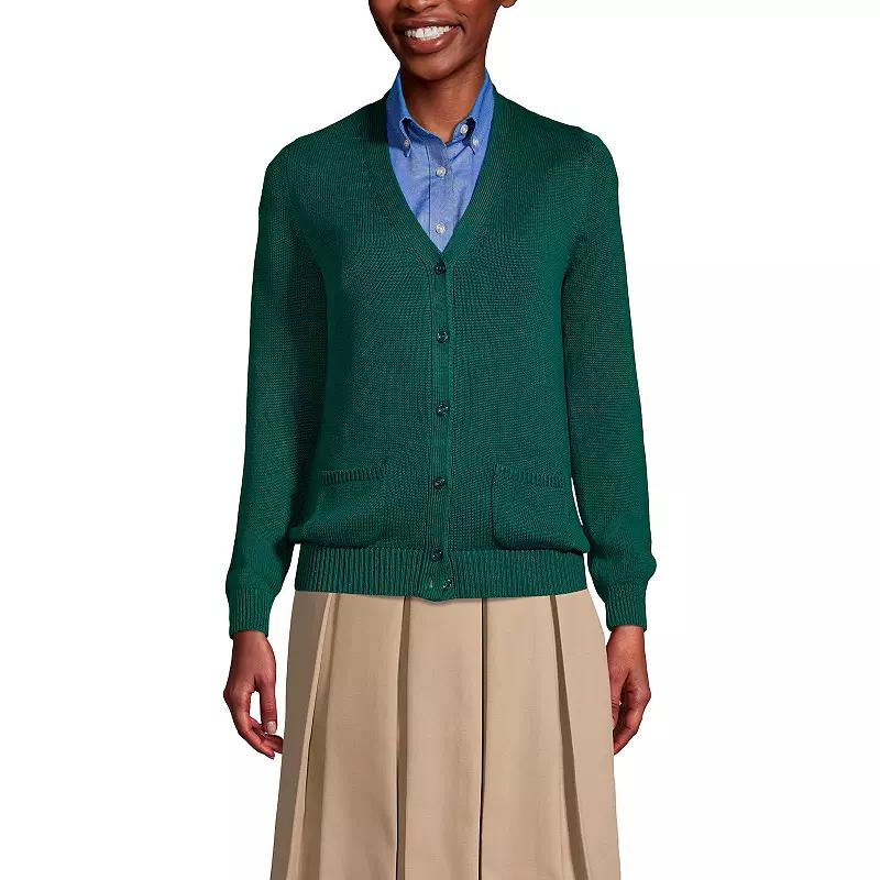 Women's Lands' End School Uniform Button Front V-Neck Cardigan Sweater,  Product Image