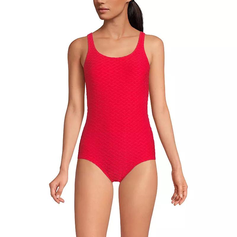 Women's Lands' End Scoop Neck Tugless One-Piece Swimsuit,  Product Image