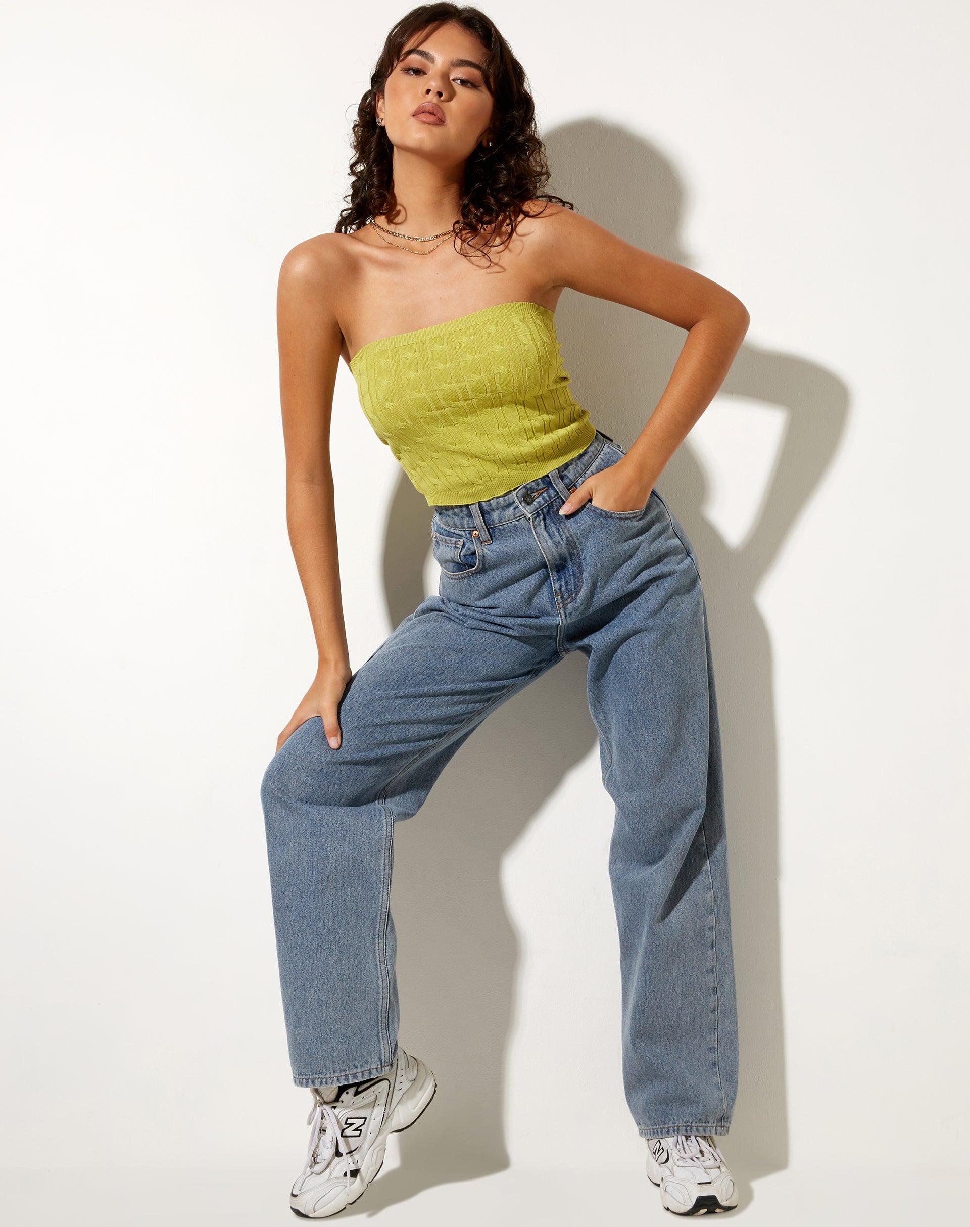 Karen Bandeau Top in Knit Olive Product Image